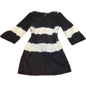 Anthropologie Floreat cream black inkwash watercolor V neck 3/4 sleeves size 4